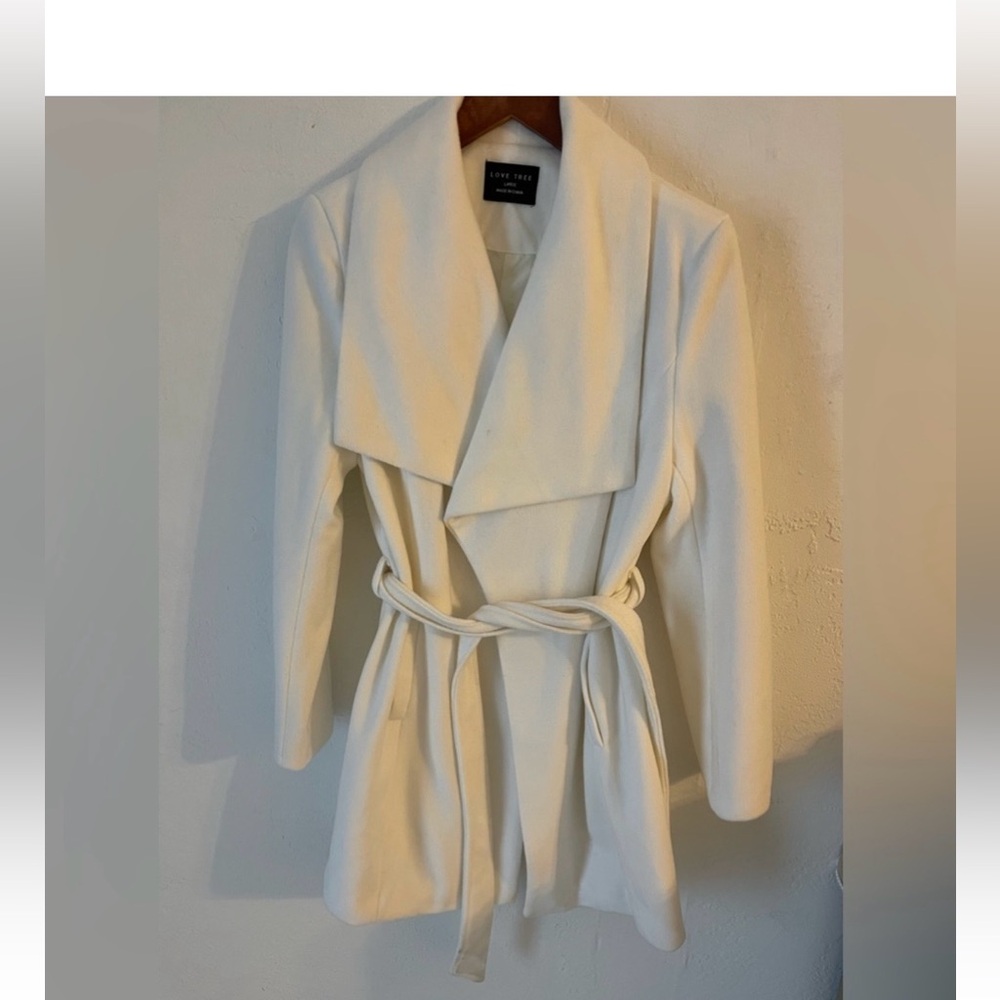 Love Tree Cream Trench Coat with Belt